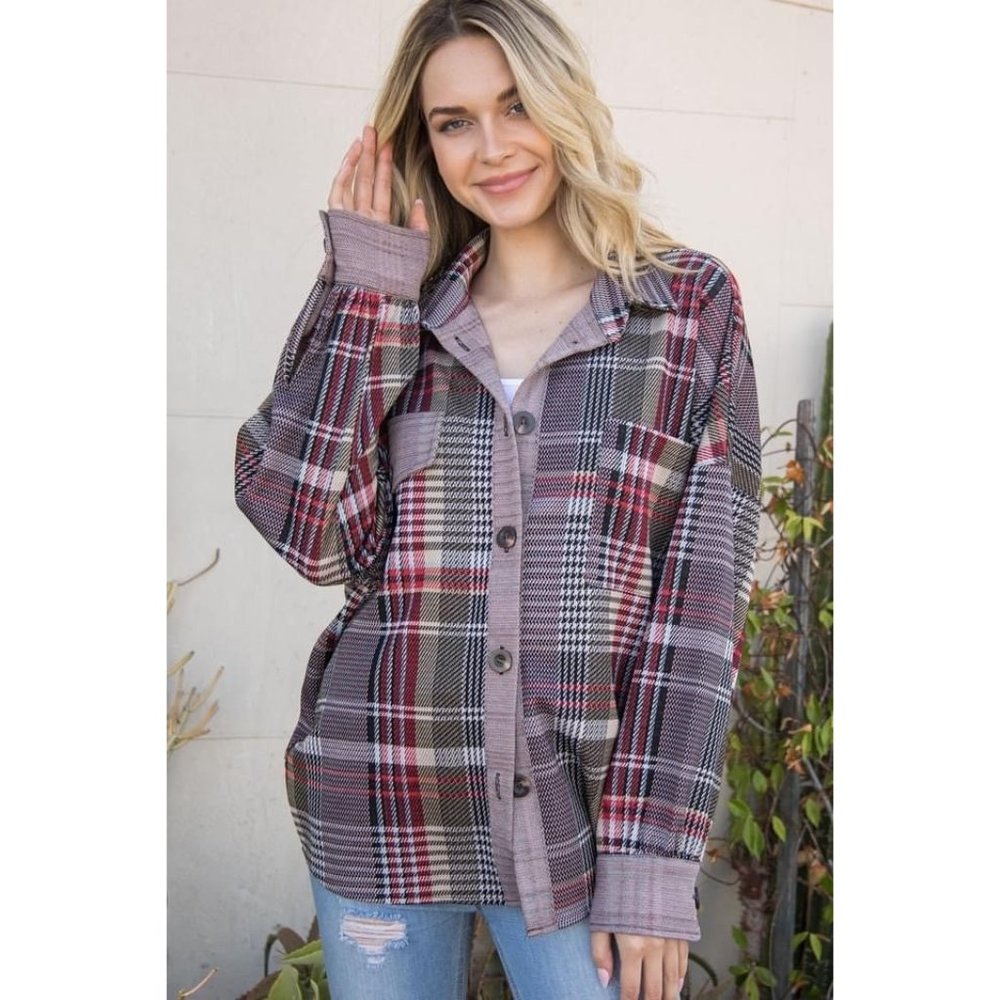 Eldridge Red Plaid Shacket jacket - Picture 2 of 4